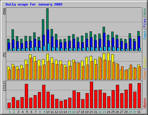 Daily usage for January 2005