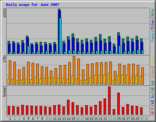 Daily usage for June 2007