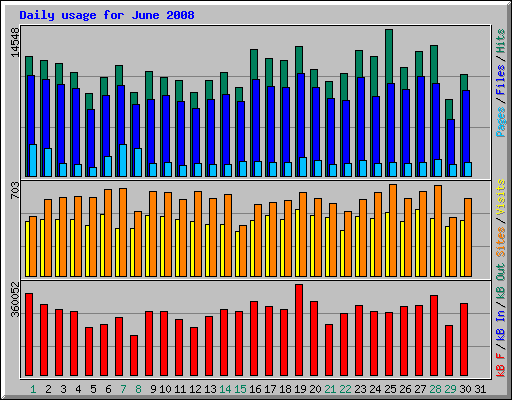 Daily usage for June 2008