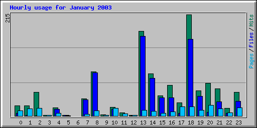 Hourly usage for January 2003