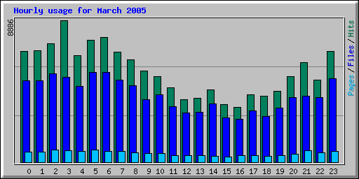 Hourly usage for March 2005