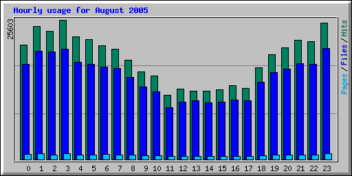 Hourly usage for August 2005