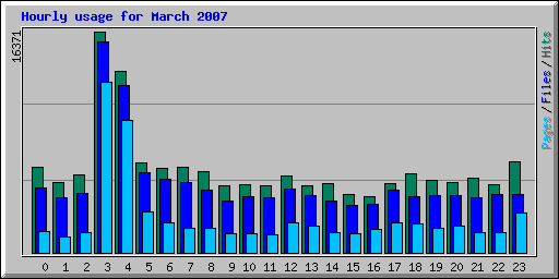 Hourly usage for March 2007