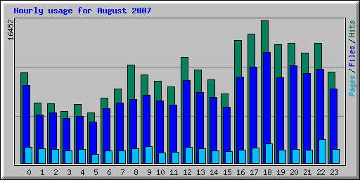 Hourly usage for August 2007