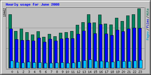 Hourly usage for June 2008