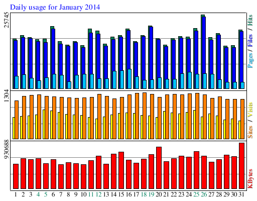 Daily usage for January 2014